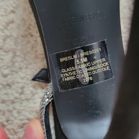 Steve Madden Rhinestone Strap Black Heels Size 5.5 - Picture 5 of 5